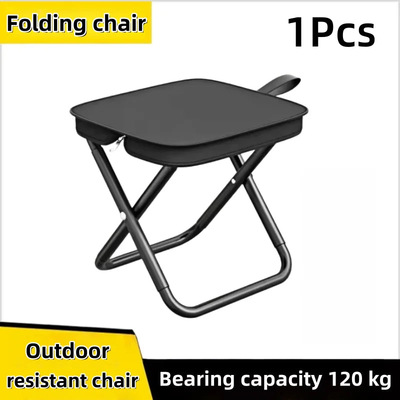 Outdoor camping folding pencil case, small stool, pocket stool, portable fishing stool, parking lot travel leisure handbag chair Peaceful Pleasures Health and Wellness black 1pcs