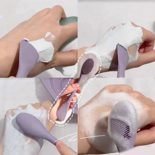 Double-Head Silicone Facial Mask Brush & Massage Tool Facial Mask Brush Peaceful Pleasures Health and Wellness