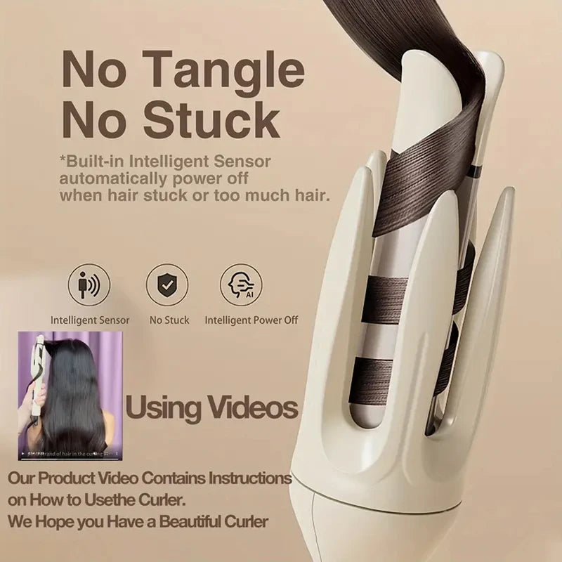 Automatic curling iron, 28 mm barrel, 4 temperature modes, negative ion generator, smart timer and sensor（U.S. Plugs） Peaceful Pleasures Health and Wellness