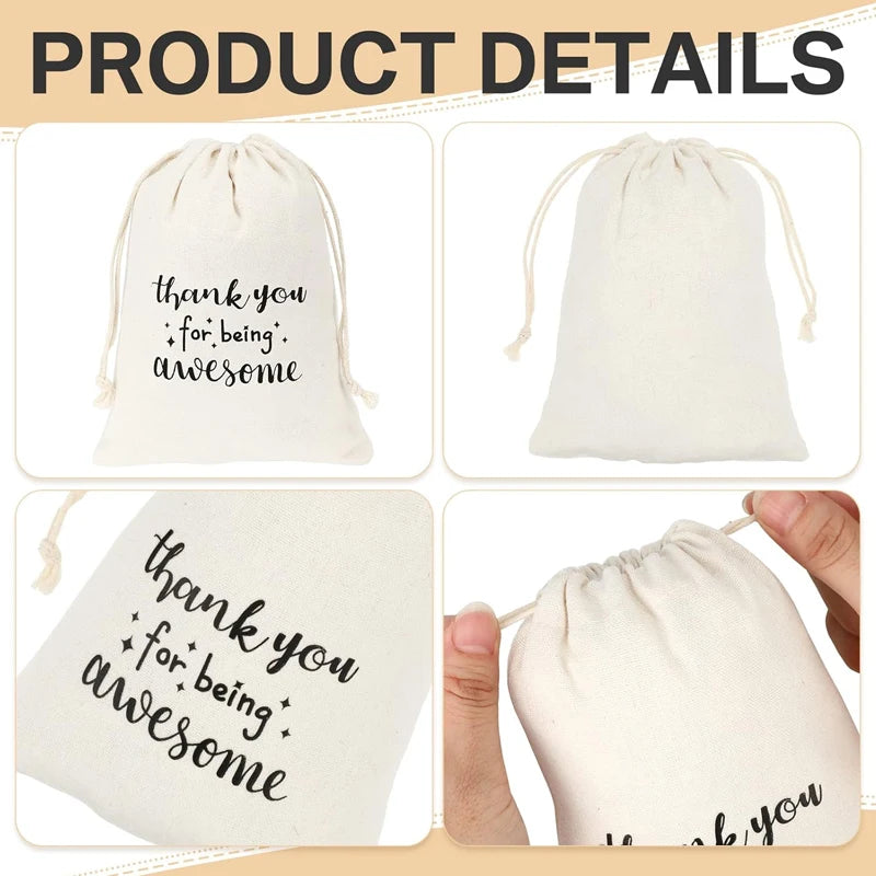 20 Thank You for Being Awesome Drawstring Gift Bags | Bulk Set Drawstring Gift Bags Peaceful Pleasures Health and Wellness