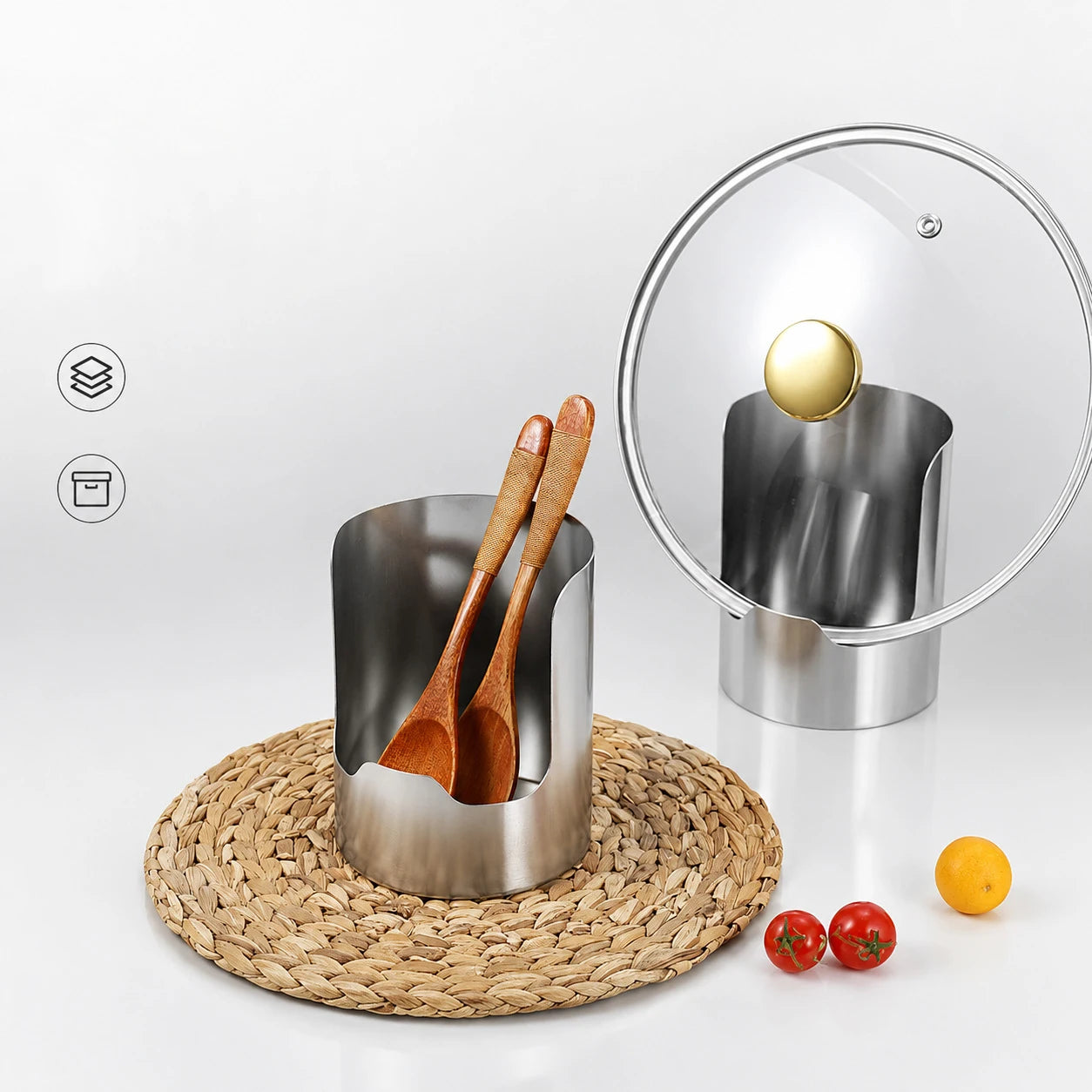 Stainless Steel Pot Lid Holder & Spoon Rest | Kitchen Organizer