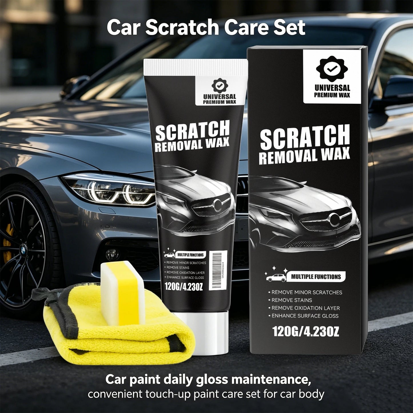 Car Scratch Repair Kit with Sponge & Towel Repair Coating Gloss Enhancement Car Surface Cleaning Repairing Products Peaceful Pleasures Health and Wellness