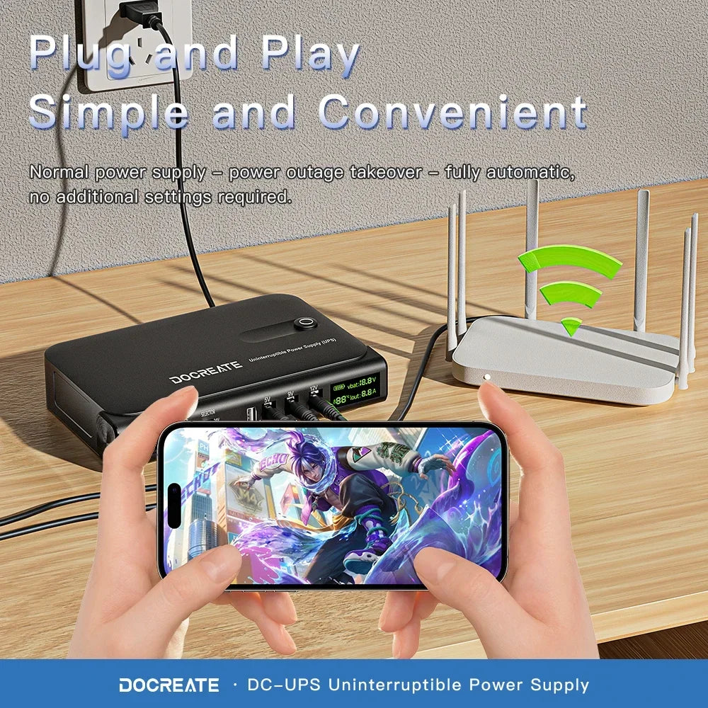 36W DC UPS Backup Power Supply For Router Cellphone Modem 5V/9V/12V/24V Output NO Battery EU/US Plug Uninterrupted Switching Peaceful Pleasures Health and Wellness