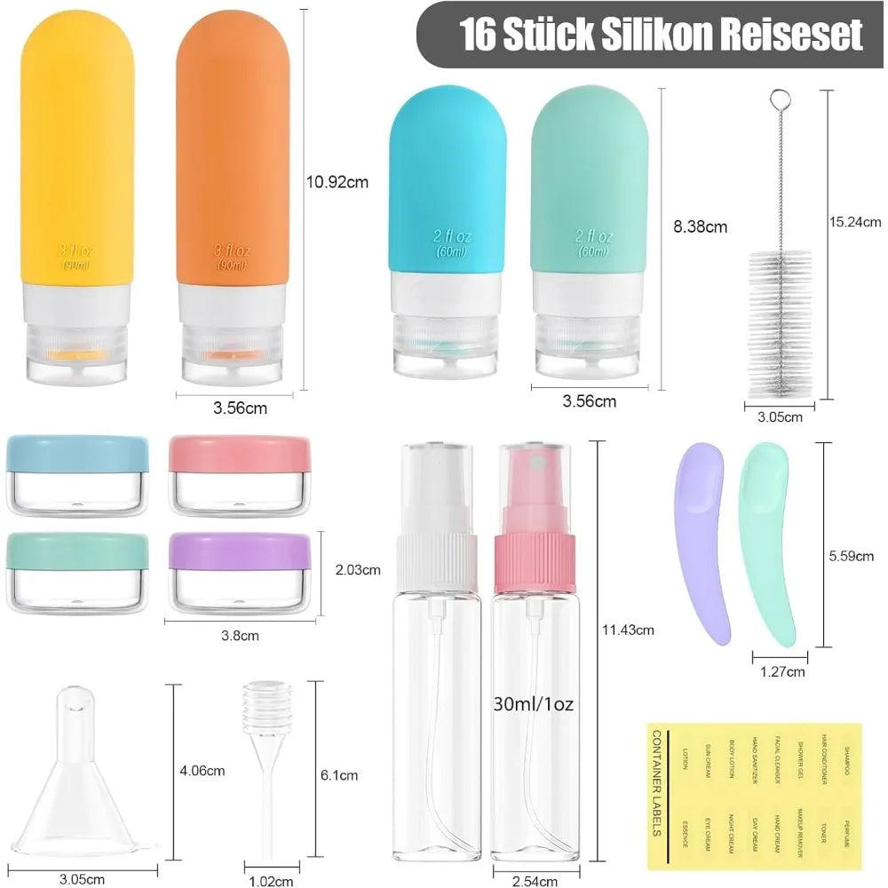 Travel Bottles Silicone Containers Refillable Leakproof 17pack for Toiletries Travel Shampoo and Conditioner Bottles Peaceful Pleasures Health and Wellness