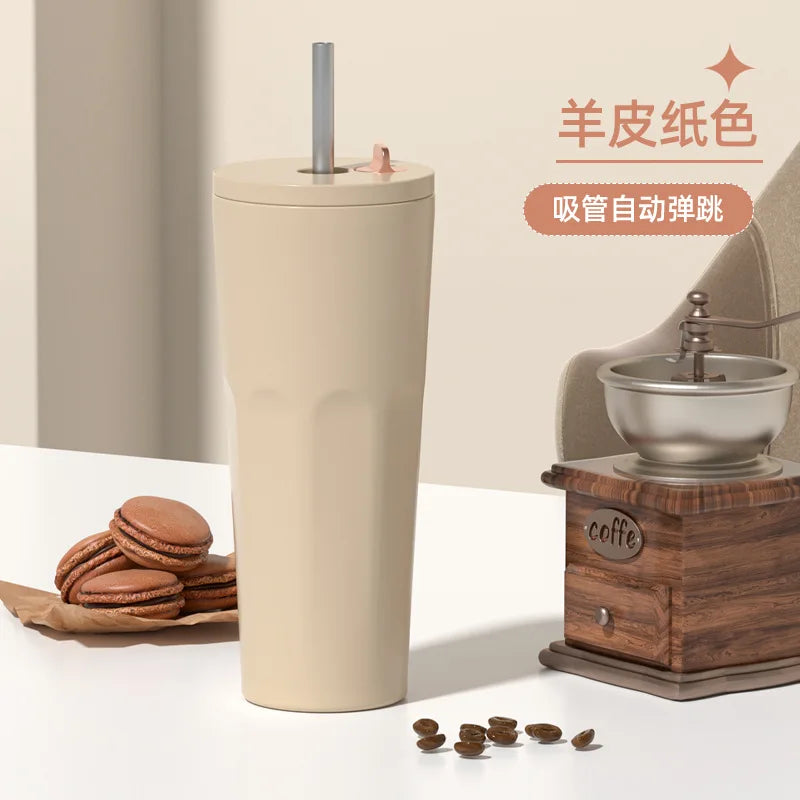 Gradient Vacuum Insulated Cup with Auto Pop-Up Straw 700ml