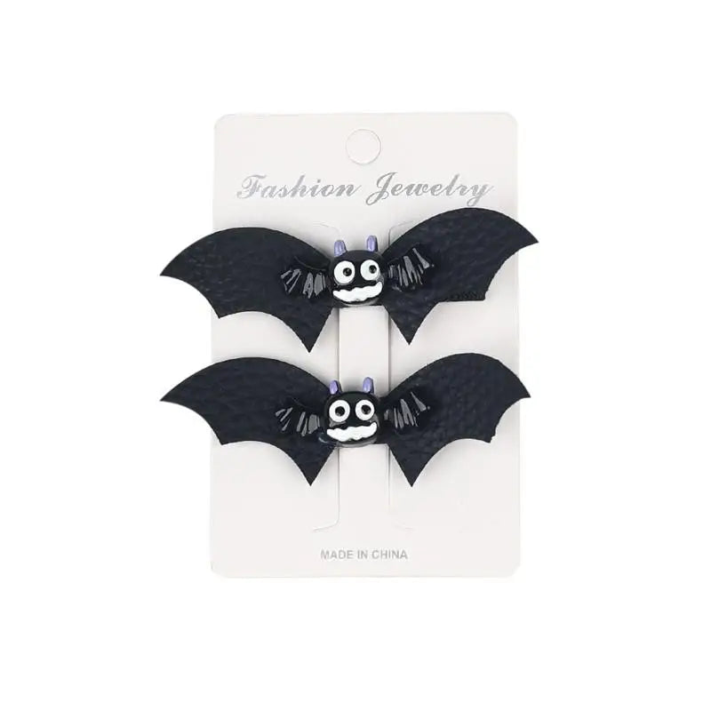 Halloween Bat Wing Hair Clips – PU Leather Barrettes 2 Pack