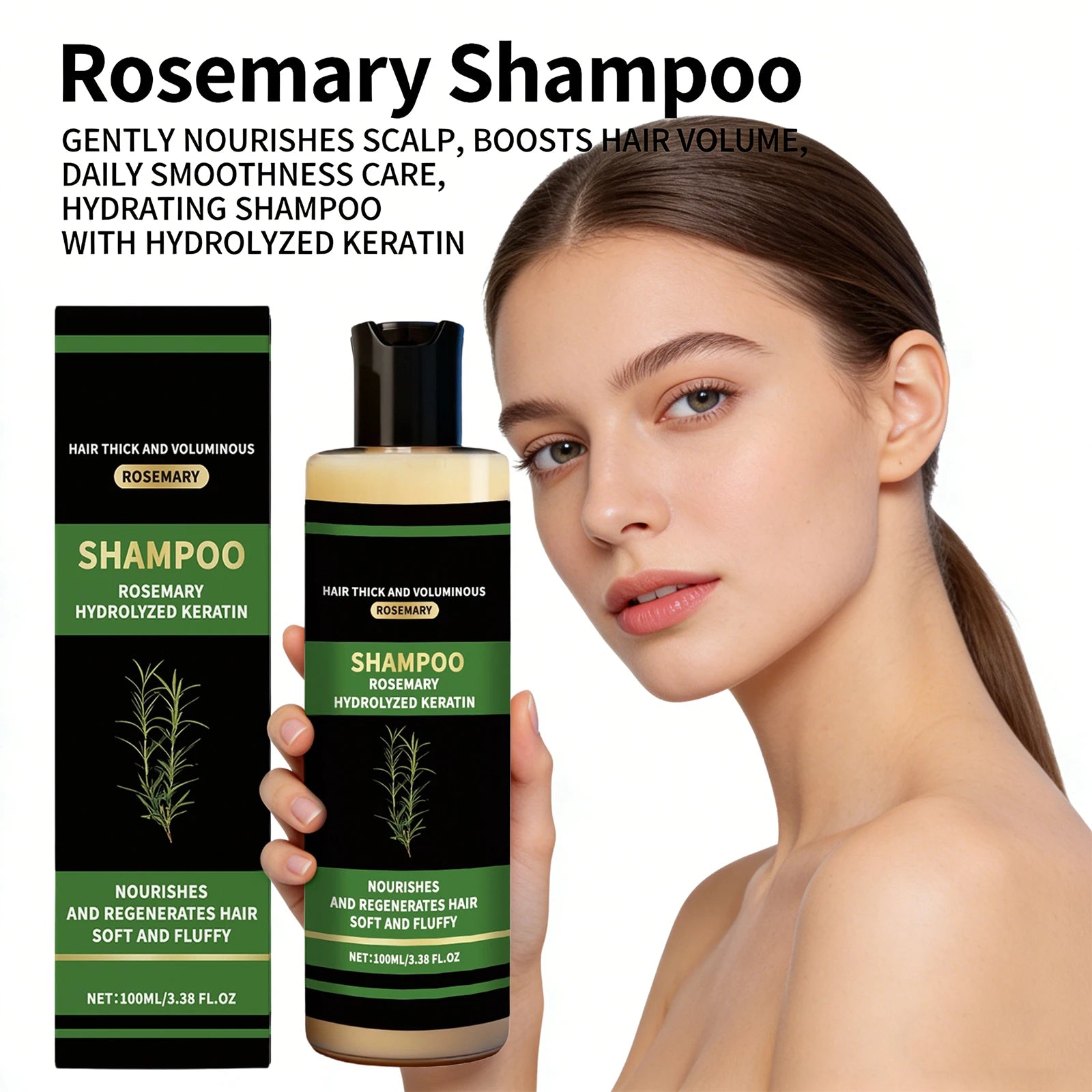 Rosemary Shampoo Hydrolyzed Keratin Shampoo Hair Thick Voluminous Oil Control Reduce Hair Breakage Damaged Repair Hair Care Peaceful Pleasures Health and Wellness