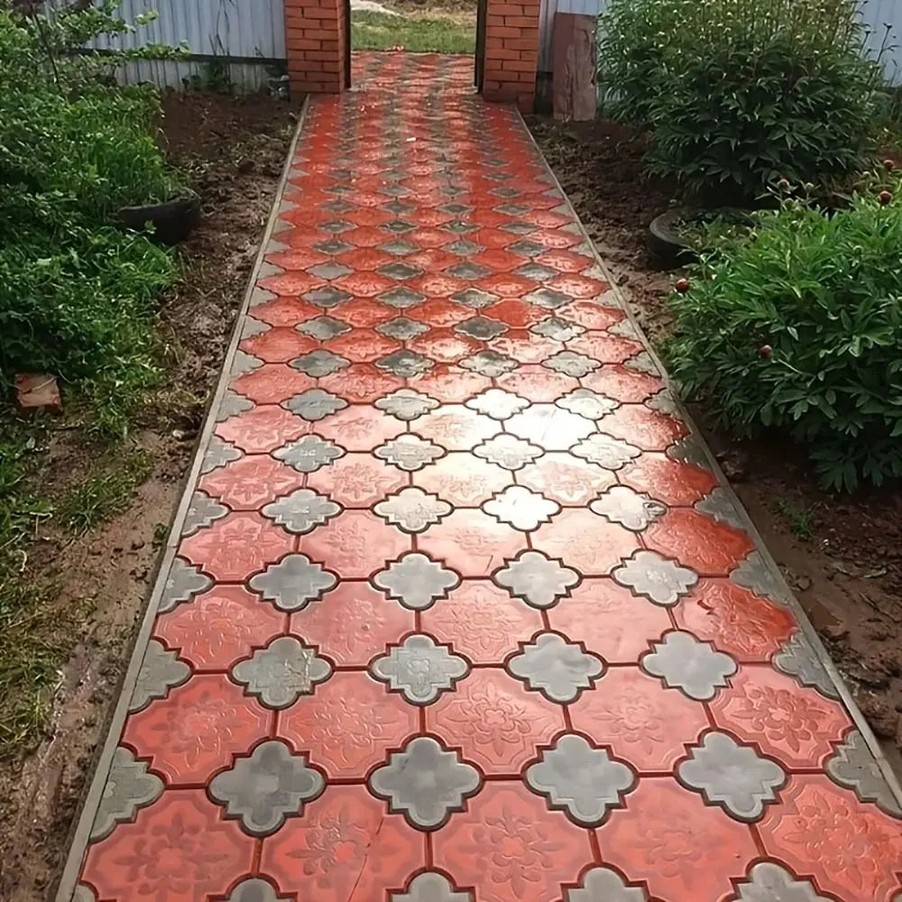 2Pcs/Set 30cm Paving Brick Mould Big Small Flowers Plastic Stepping Stone Paver Reusable DIY Concrete Path Maker Mold Peaceful Pleasures Health and Wellness