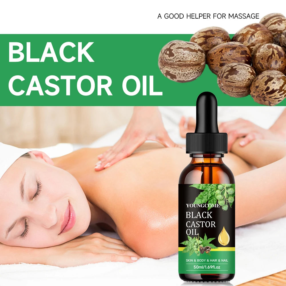 Black Castor Oil Healthy Castor Oil Improves Hair Line Toughness Nourishes The Body Skin Hair Massage Moisturizing 30/60ml Peaceful Pleasures Health and Wellness