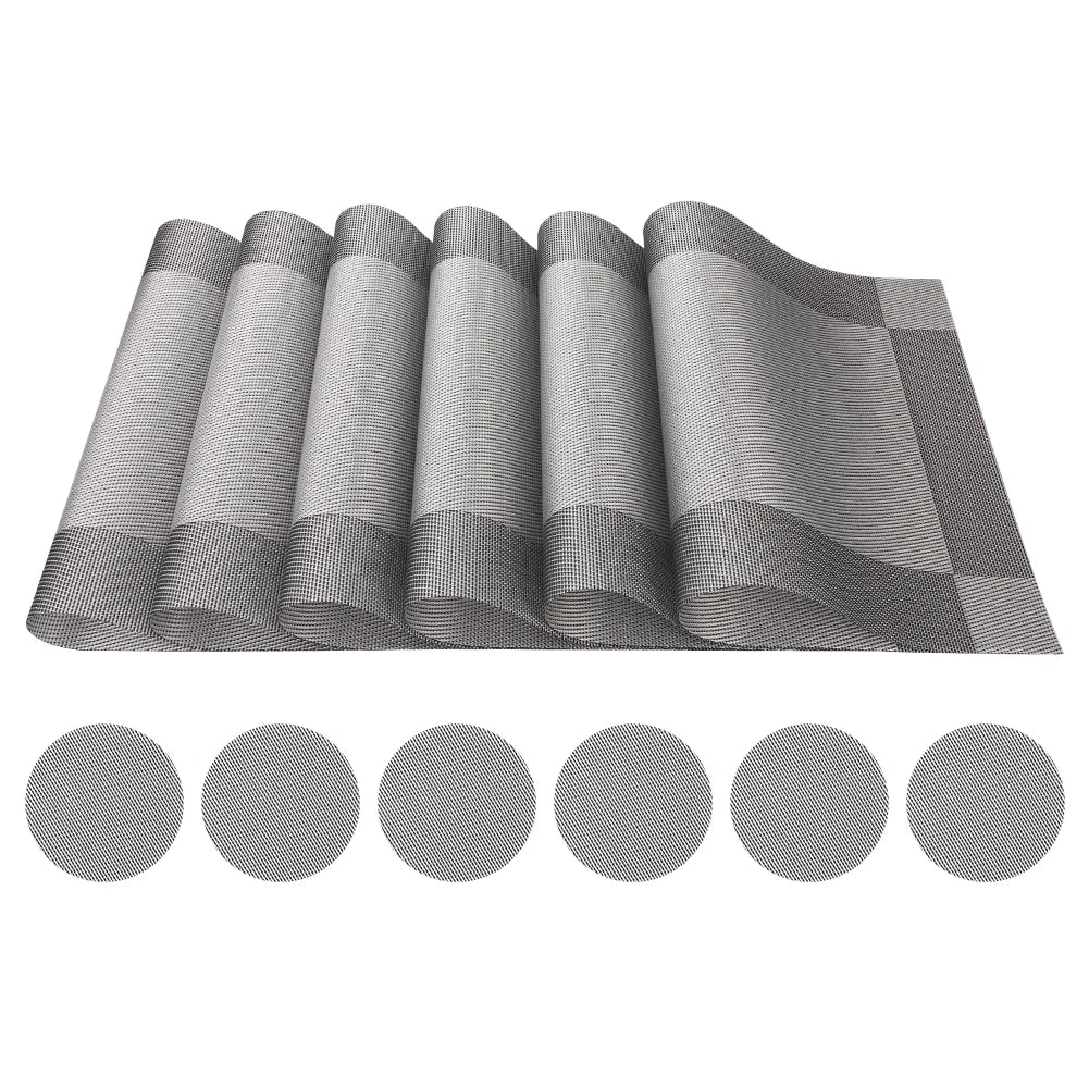 12/13pc Set Placemats Table Place Mats with Coasters Premium Heat Resistant Washable Tableware Christmas Dining Table Mats Peaceful Pleasures Health and Wellness 12pcs Sliver 1 Set