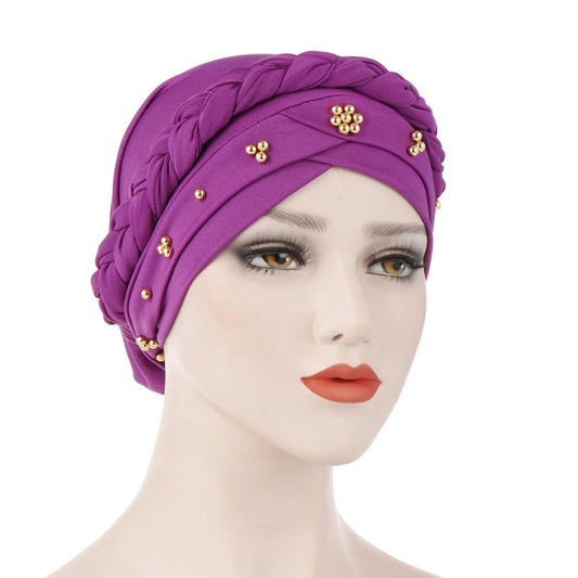 Women's Inner Hijab Turban Bonnet Cap with Pearl Detail Hijab Turban Cap Peaceful Pleasures Health and Wellness Light Purple