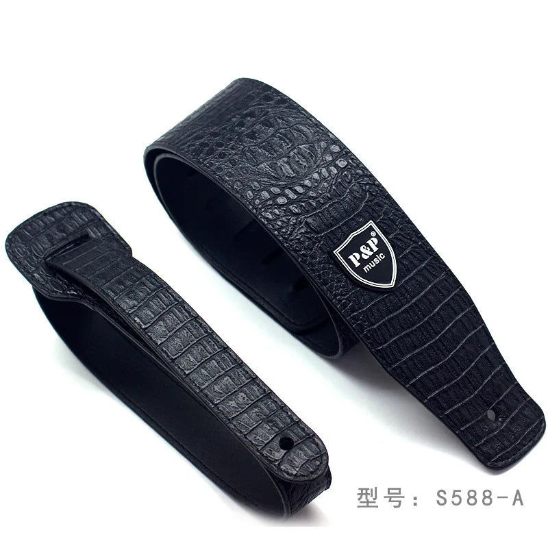 P&p Like 2023 PU Leather Guitar Strap Snake Pattern Bass Instrument