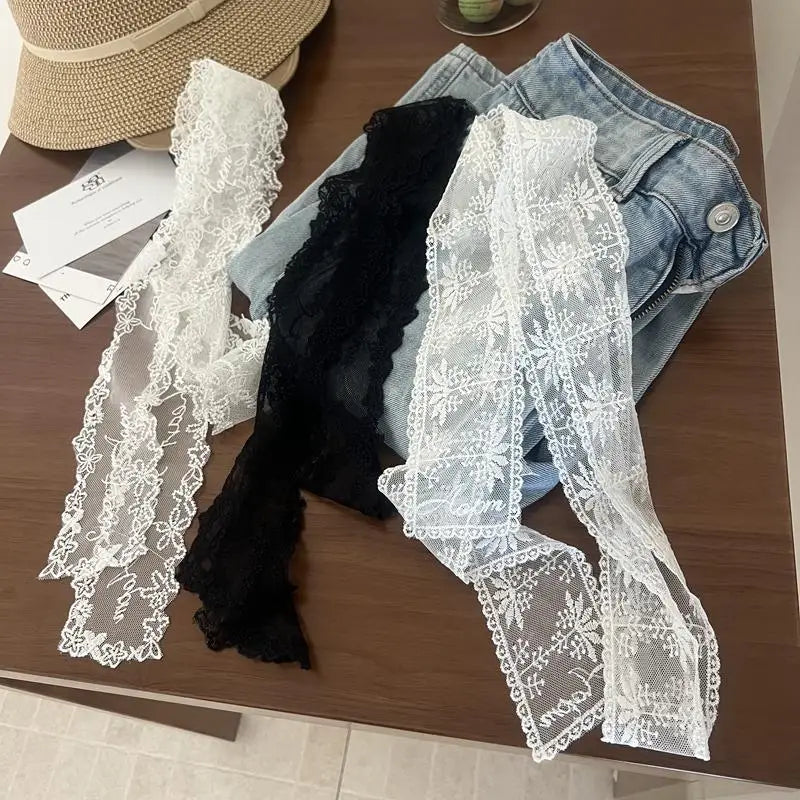Multi-Way Floral Lace Ribbon Belt – Hair Scarf & Bag Charm