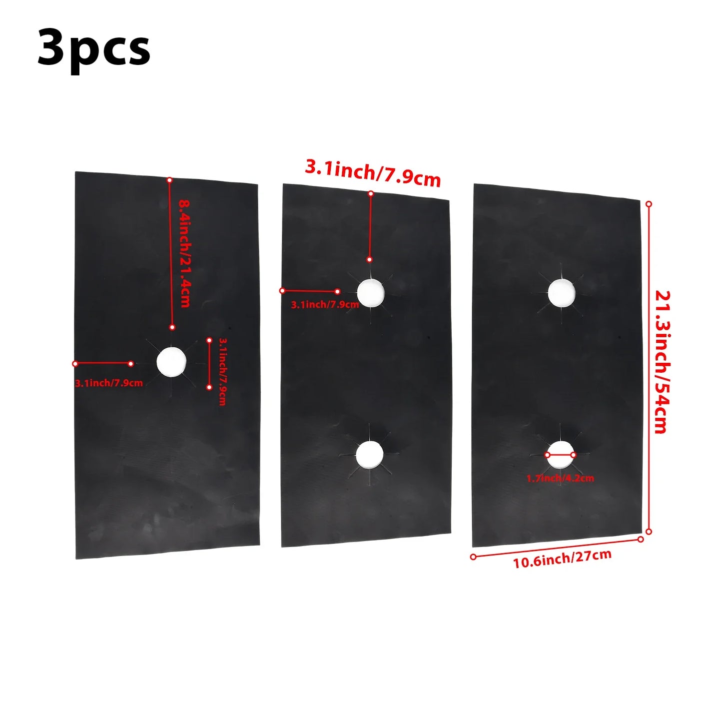 3-Piece Gas Stove Protector Pads | Fiberglass 54x27cm