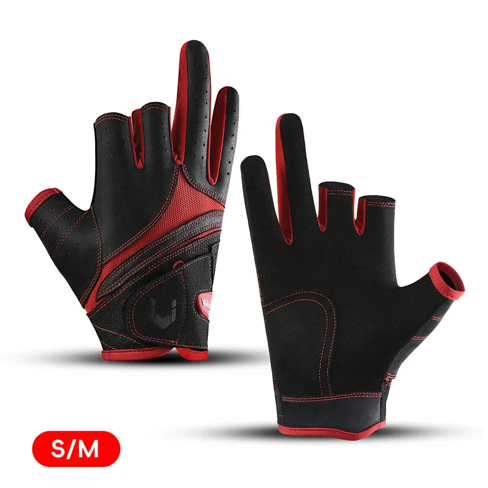 Half Finger Anti-Slip Sports Gloves | PU Leather 2-Piece Set