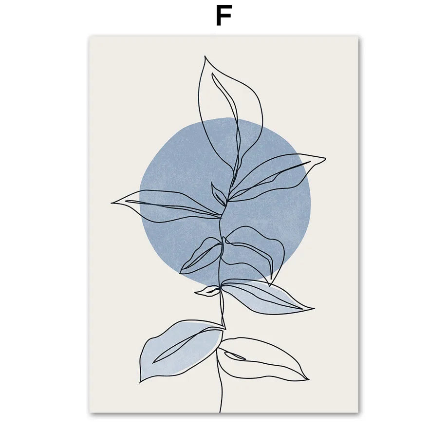 Boho Abstract Canvas Wall Art | Sun Moon Leaf Geometry Print