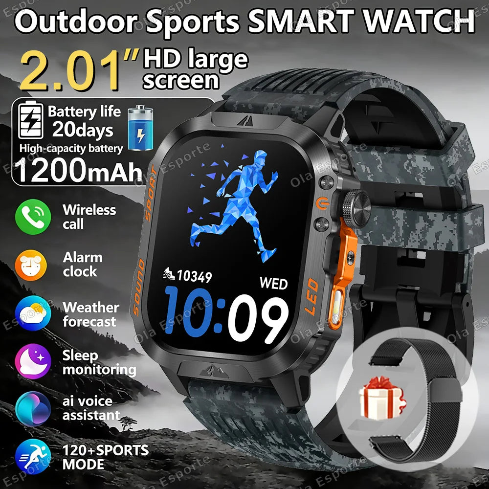 Ola Esporte Military Smartwatch | 1200mAh, Flashlight, IP68