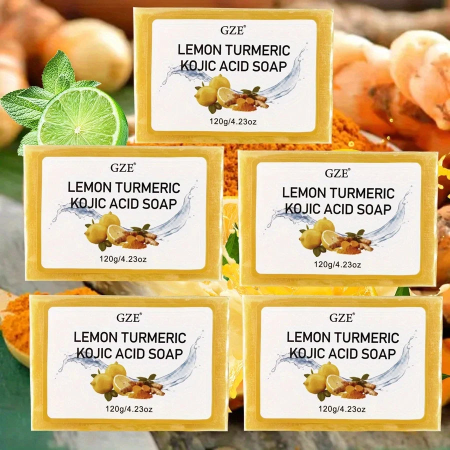 GZE Kojic Acid Soap Lemon Turmeric Shea Butter – 5 Pack