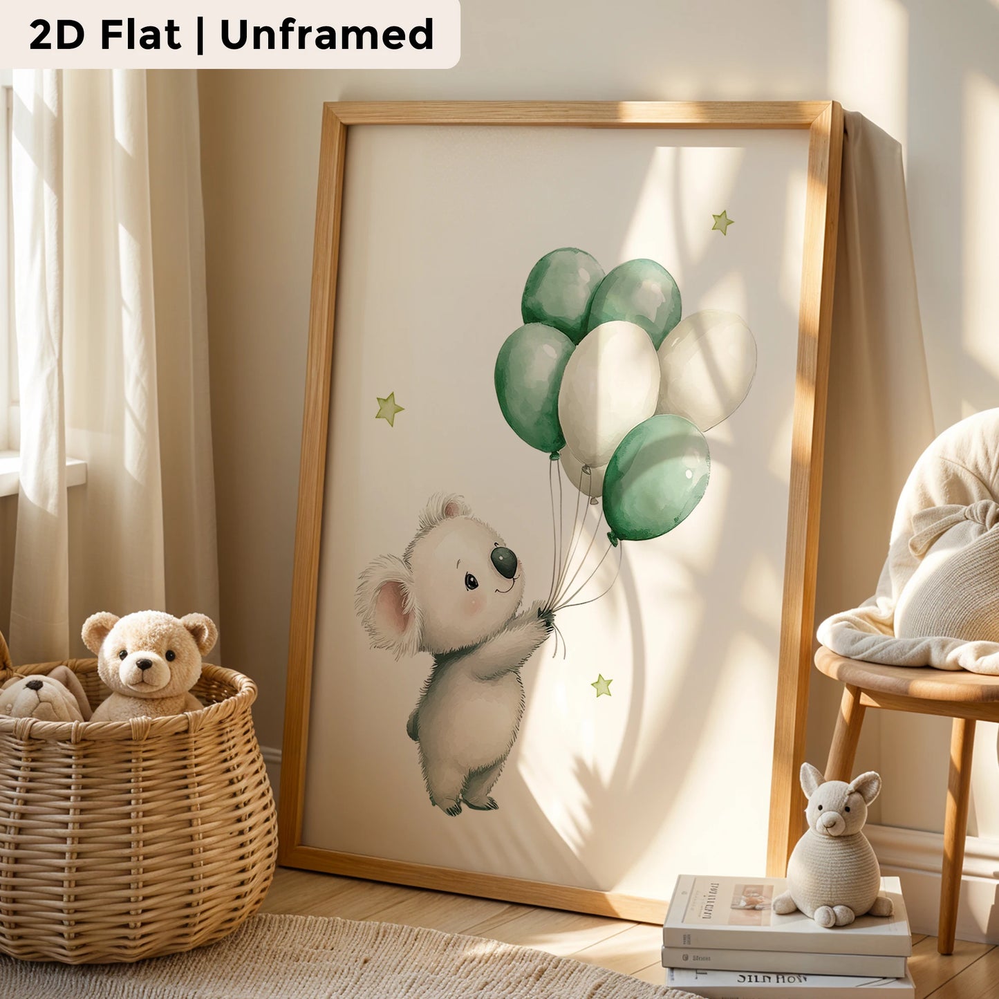 3-Piece Cartoon Koala Balloon Canvas Wall Art | Kids Room Decor