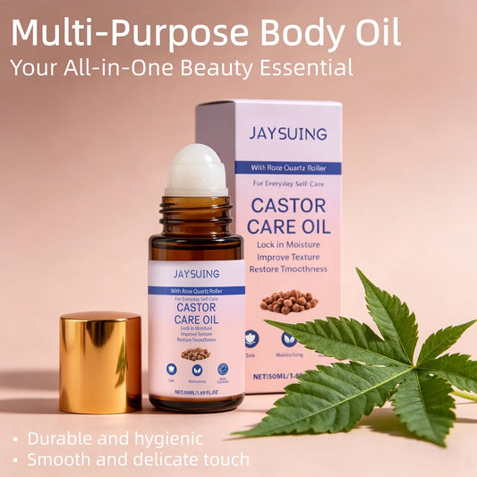 Organic Castor Oil & Rose Quartz Roller – Skin & Hair 50ml Castor Oil Roller Oasis Select