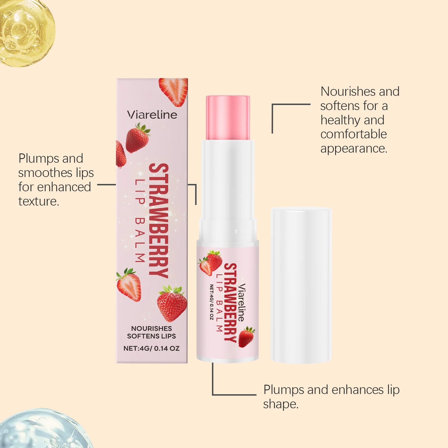 Viareline Strawberry Lip Balm – Moisturize, Repair & Lighten