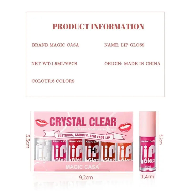 MAGIC CASA 6-Pc Jelly Lip Oil Set – Shimmer Gloss & Hydrating