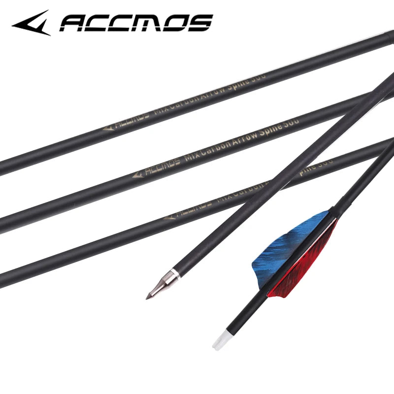 6 ID6 Sp500 Archary Carbon Arrows Turkey Feather 100 125gr Tips