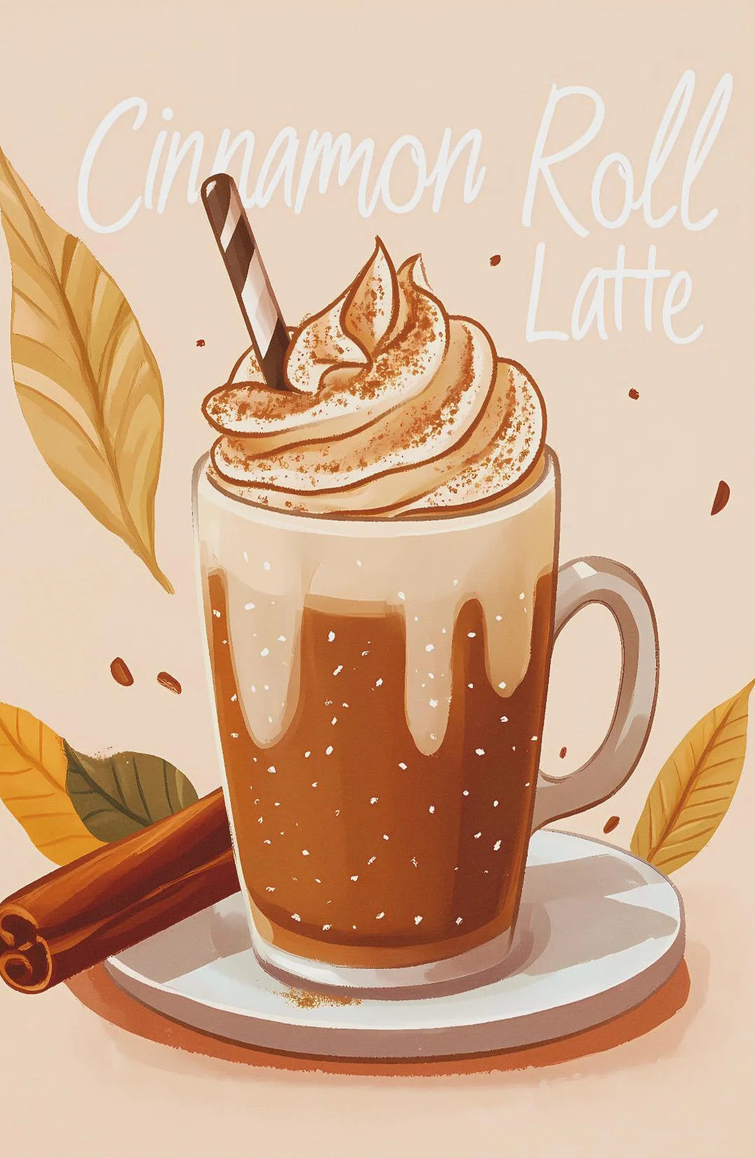Coffee Shop Afternoon Tea Croissant Colorful Coffee Cup Retro Poster Canvas Paintings Wall Art Pictures Cafe Kitchen Home Decor Peaceful Pleasures Health and Wellness TL2520 50x70cm Unframed