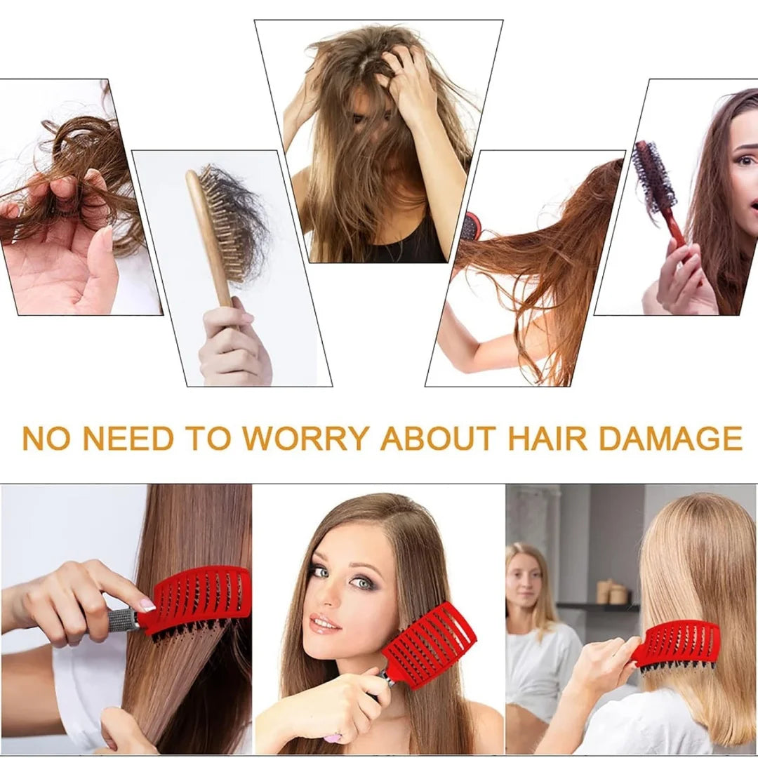 Multiple Color Hair Comb Detangling Hair Brush Bristle&Nylon Women Wet Massage Comb Curly Hairdressing Salon Styling Tools Peaceful Pleasures Health and Wellness