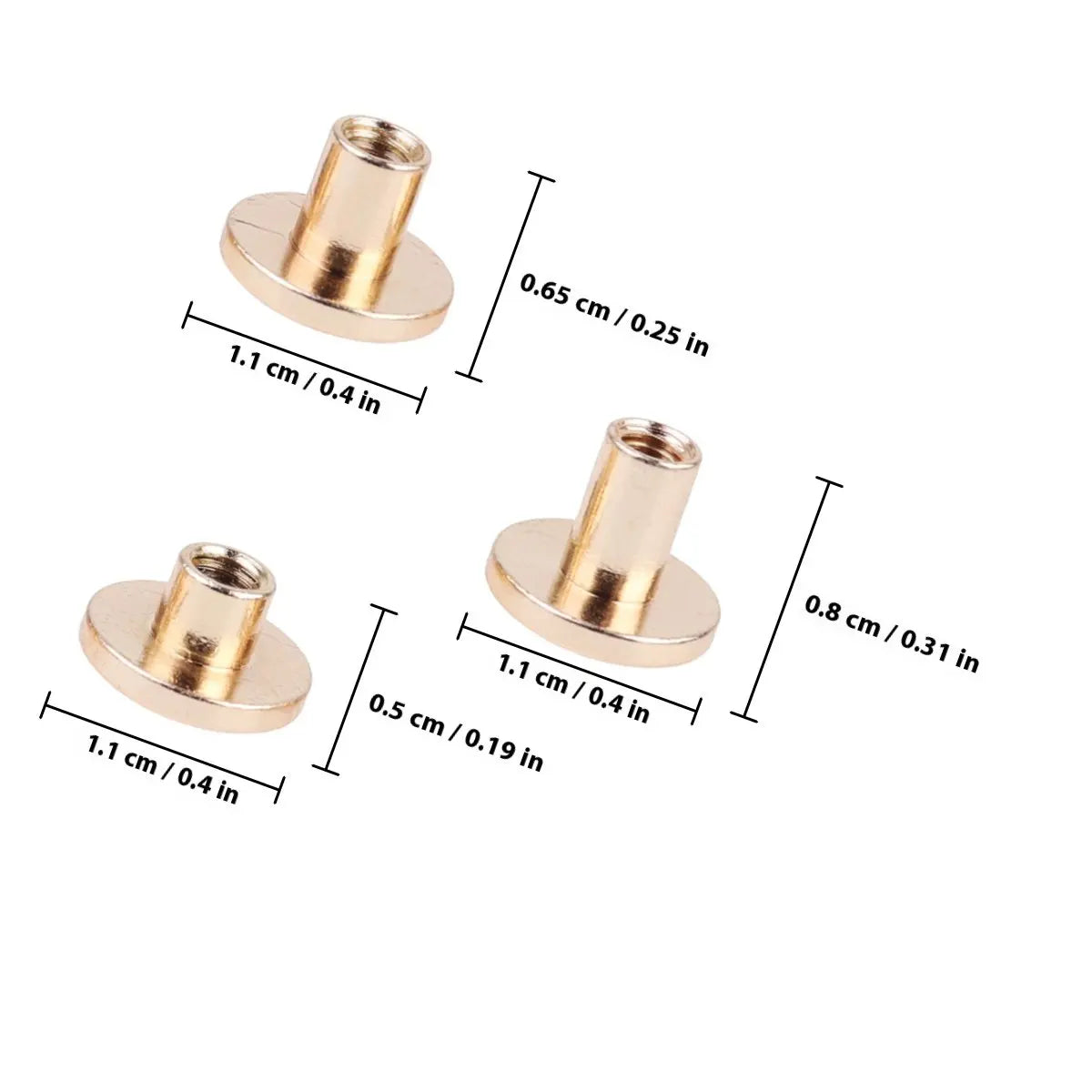 30Pcs Sturdy Flat Head Copper Rivets for Book Nails Luggage Belts Notebook Craft DIY Projects Silver Size 5Mm 6.5mm 8Mm Peaceful Pleasures Health and Wellness Golden