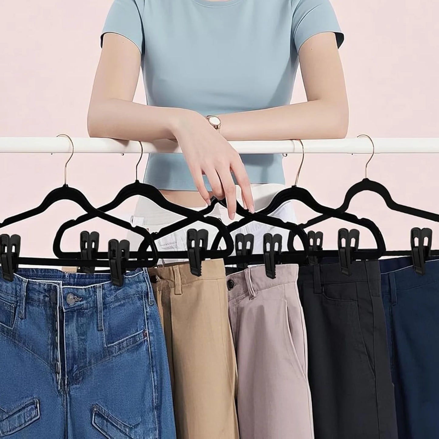 20pcs Portable Hanger Clips Non-Slip Clips Pant Skirt Hanger Clips for Home Storage Oganization Peaceful Pleasures Health and Wellness