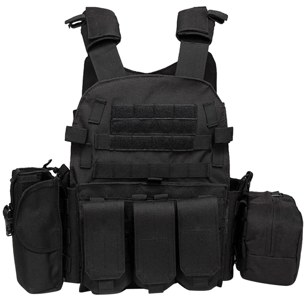 Nylon Tactical Vest Body Armor Hunting Carrier Airsoft Accessories Men Combat MOLLE Camo Military Army Vest Outdoor CS Hunting Peaceful Pleasures Health and Wellness Black