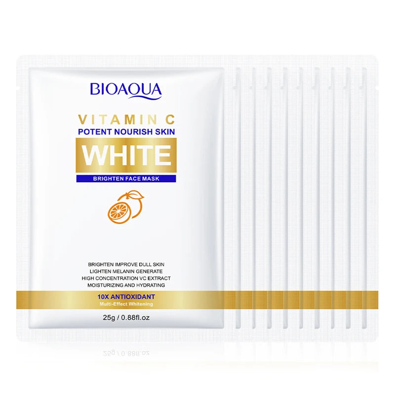 BIOAQUA Vitamin C Whitening Sheet Mask 10pcs – Anti-Aging