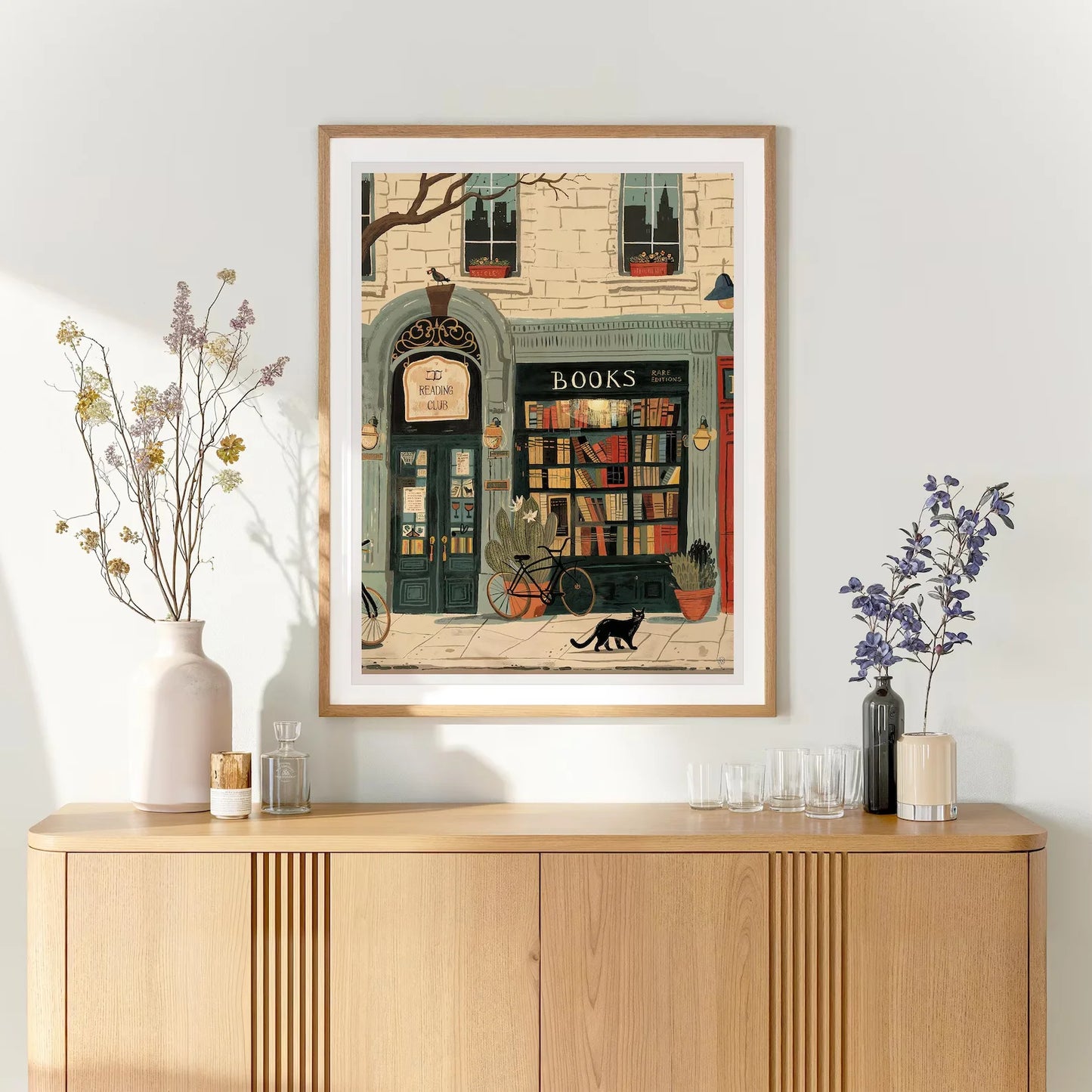 Bookstore Art Print, Cozy Bookshop Illustration, Library Wall Decor, Gift for Book Lover, Reading Nook Poster, Home Office Liter Peaceful Pleasures Health and Wellness