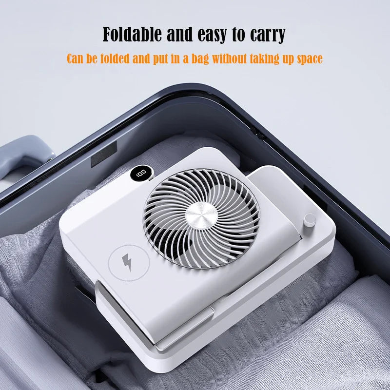 Desktop Wireless Charging Fan – 100-Speed, USB, Phone Holder