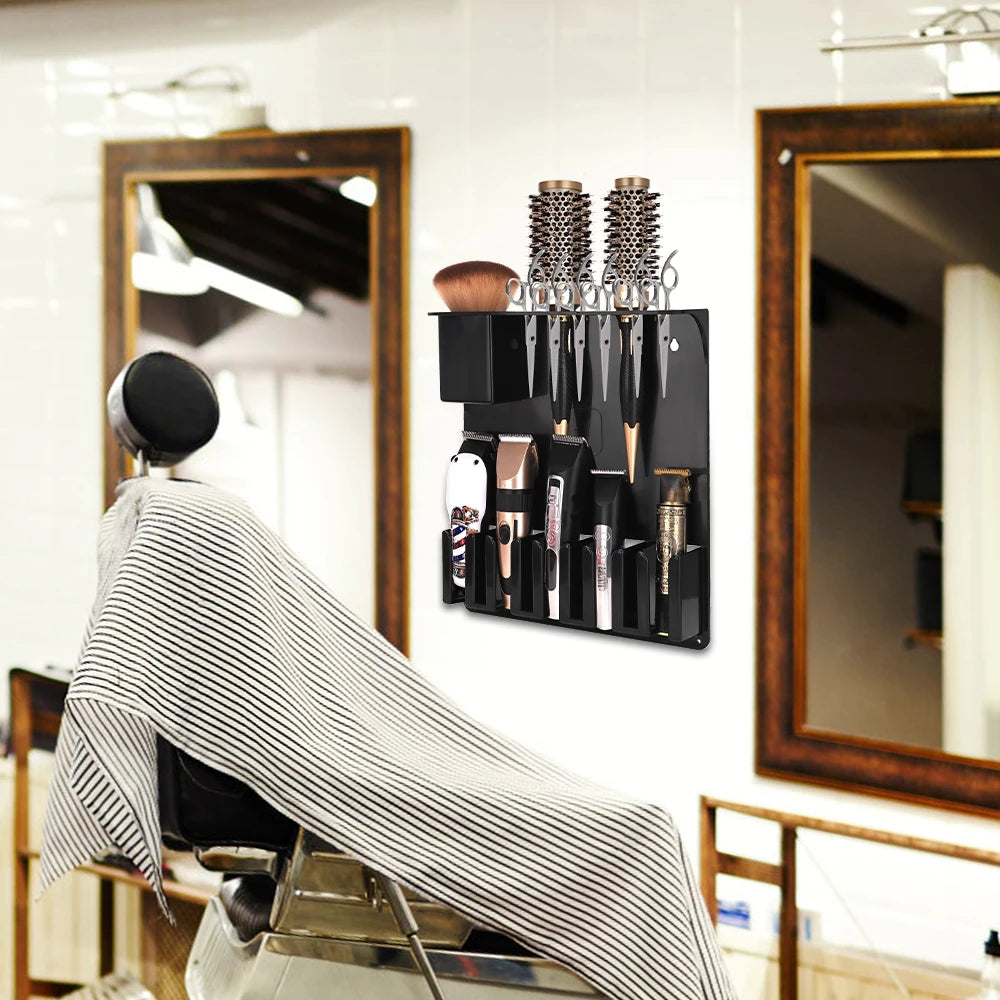 High-capacity New Type Wall Mount Barber Electric Clipper Holder Salon Beauty Organizer Hairdressing Styling Tools Storage Rack Peaceful Pleasures Health and Wellness