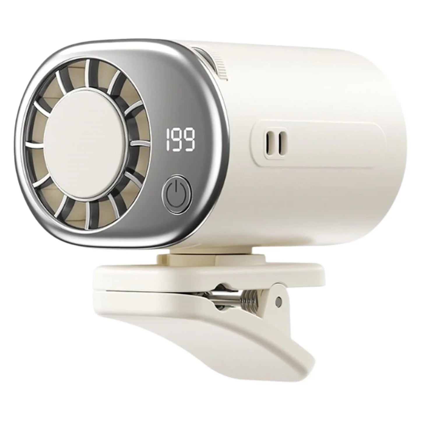 USB Rechargeable Clip Fan – 199 Speeds, LED, 2000mAh Battery