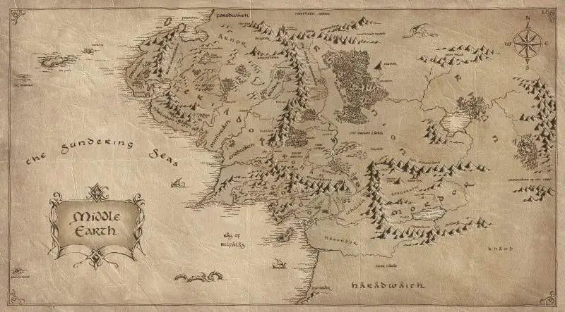 Map Canvas Painting Vintage Middle-earth Map Poster Movie Wall Art Pictures for Home Living Room Decor Unframed Pictures Peaceful Pleasures Health and Wellness W 0907 map B 40x80cm
