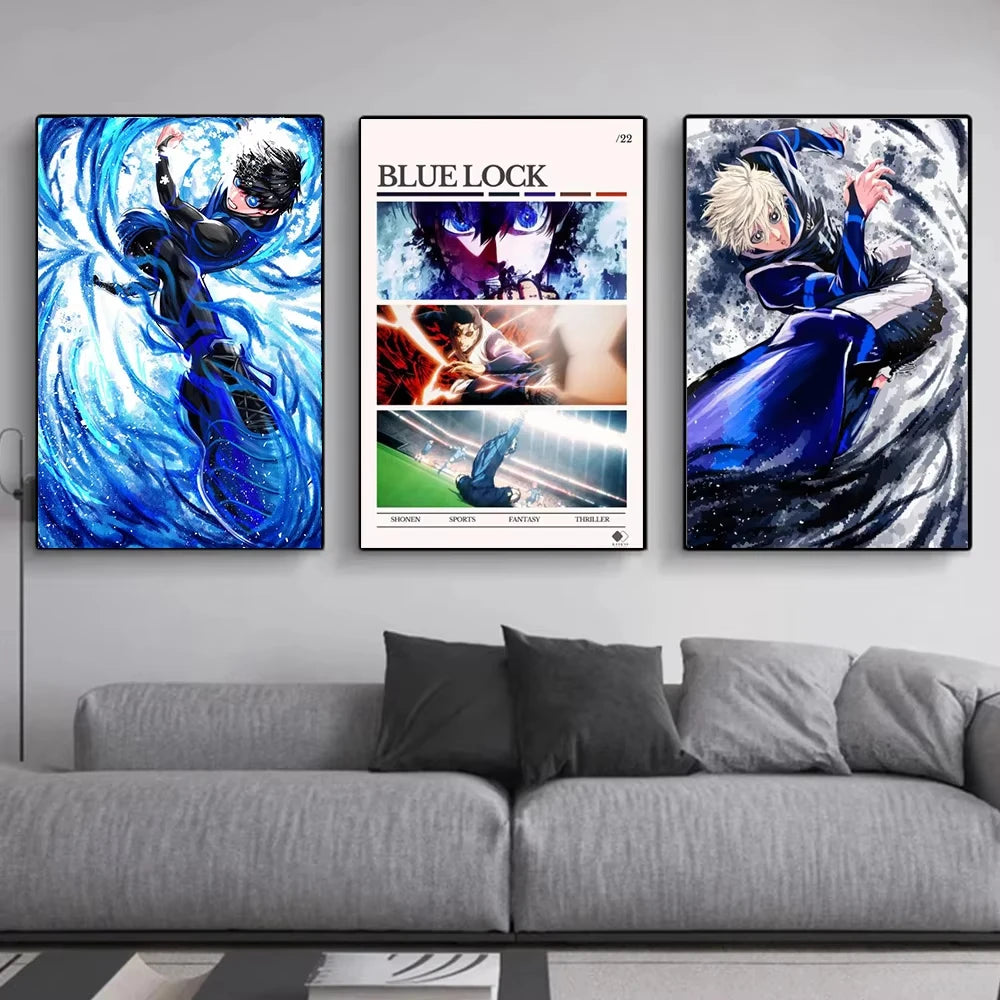 Blue Lock Football Anime Canvas Poster HD Colorful Wall Art Game Room Home Decor Peaceful Pleasures Health and Wellness