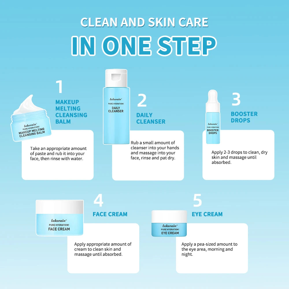 Mini Skincare Set Cream Serum Facial Cleanser Eye Cream Moisturizing Whitening Face Skin Care Travel Facial First Aid Set Peaceful Pleasures Health and Wellness