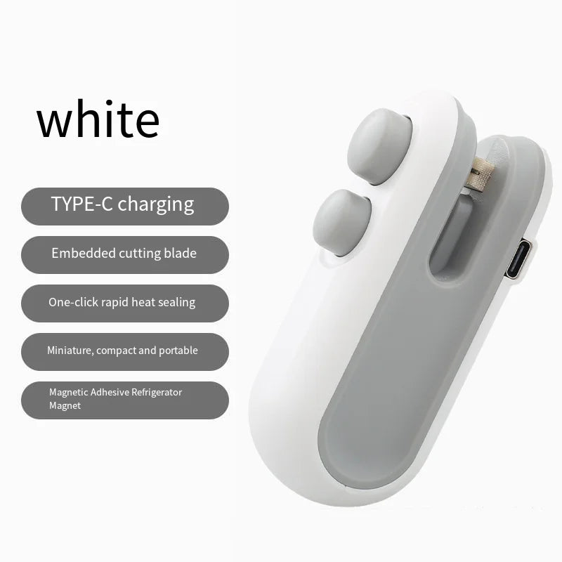 Mini Sealing Machine USB Rechargable Heat Sealer Storage Bag Plastic Package Food Sealer Clip Bag Handheld Food Heat Sealer Peaceful Pleasures Health and Wellness