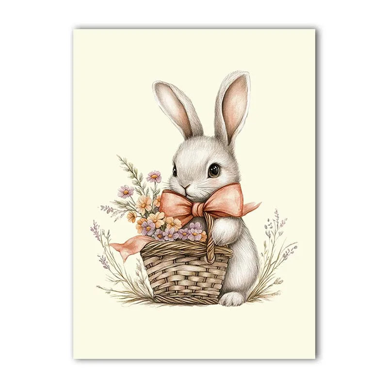 Custom Name Nursery Canvas Art | Bunny Floral Kids Wall Decor