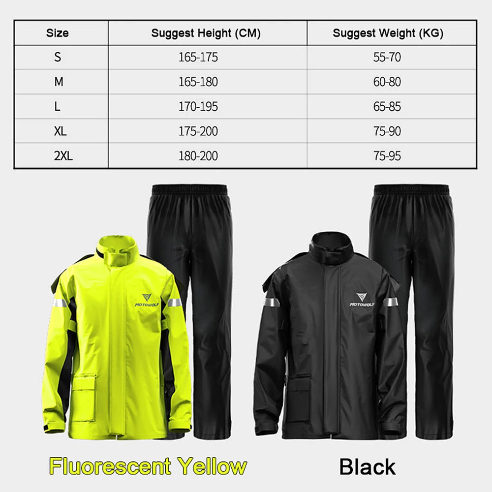 Waterproof Rain Jacket Pants Gear Men Motorcycle Suit Outdoor