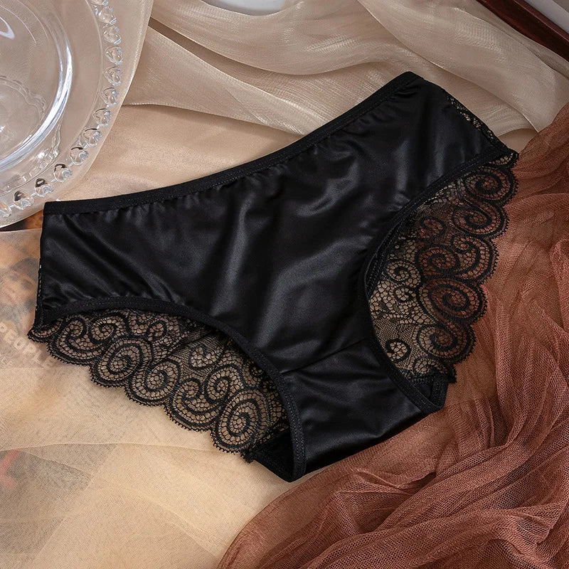 Ice Silk Satin Women's Panties | Cotton Antibacterial Crotch