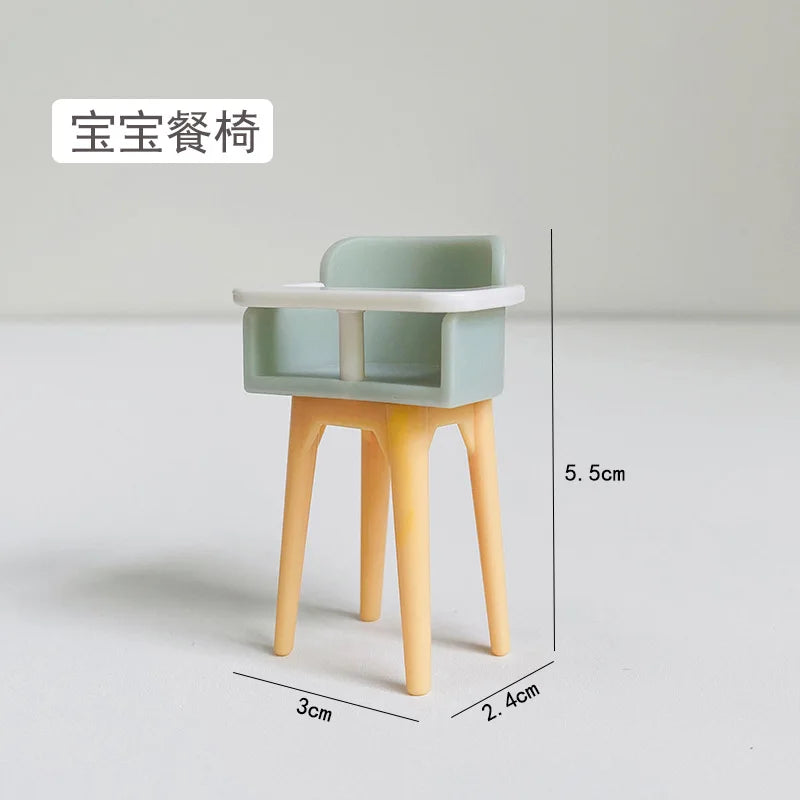 1:12 Dollhouse Baby Bedroom Furniture Accessories Slide/Trojan Horse/Table/ Dining Chair/Bed for Kids Pretend Play Supplies Peaceful Pleasures Health and Wellness 2
