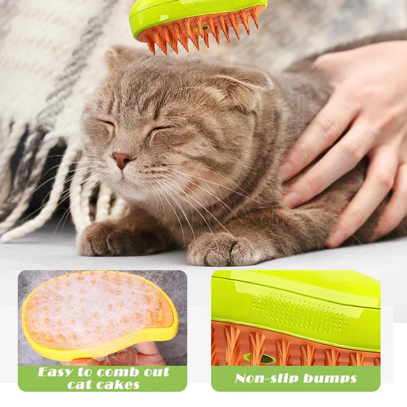 3-in-1 Electric Steam Spray Pet Grooming Brush – Dogs & Cats