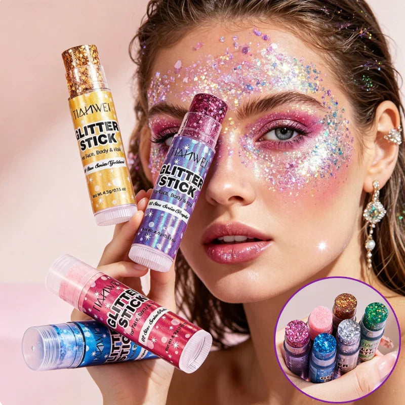 6-Pack Glitter Stick Set – Waterproof Sequin Gel Face & Body