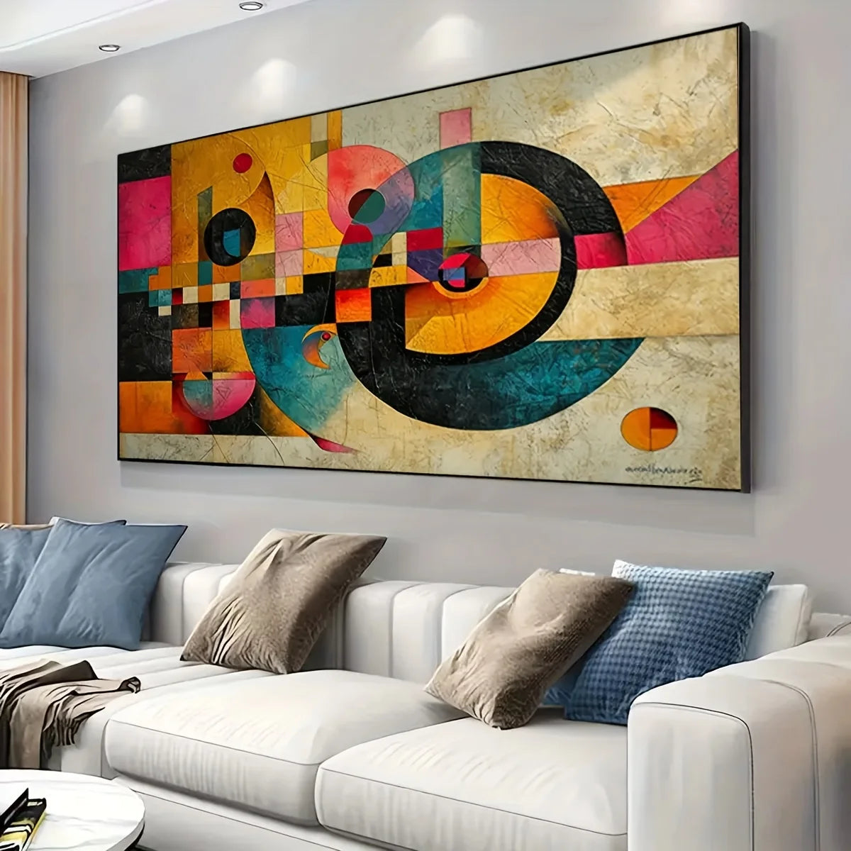 Large Abstract Geometric Canvas Wall Art | Frameless Modern Decor Abstract Canvas Print Peaceful Pleasures Health and Wellness ZLH4339 50x100cm No Frame
