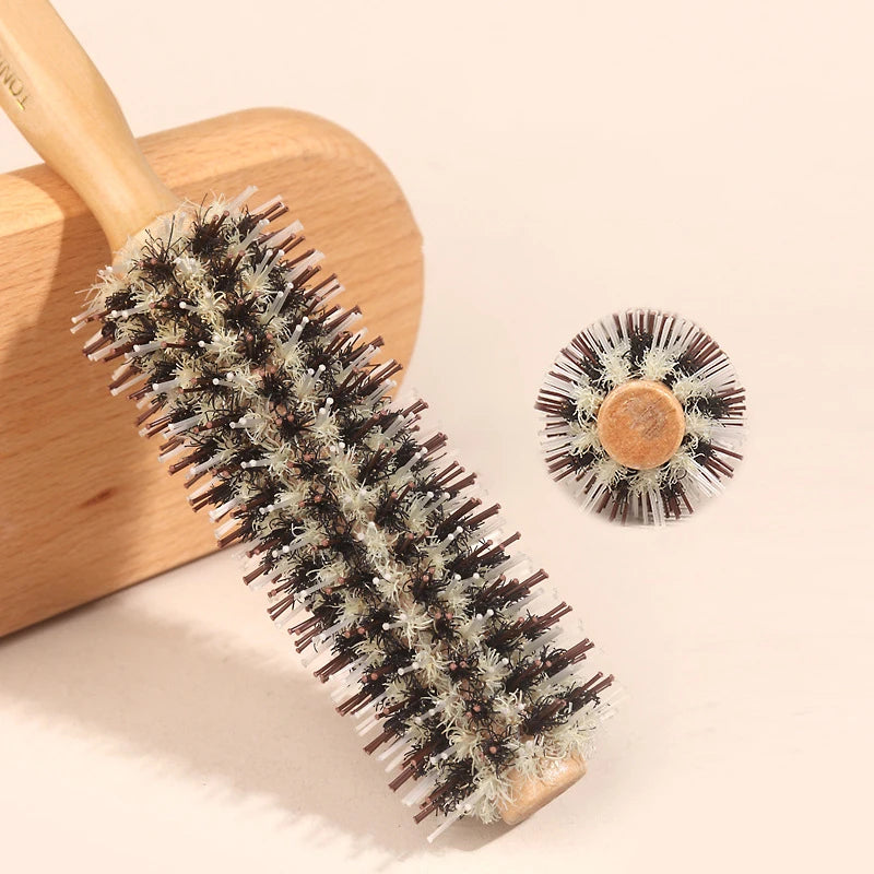 Natural Boar Bristle Roller Hair Brush for Women Hair Brushes Peaceful Pleasures Health and Wellness