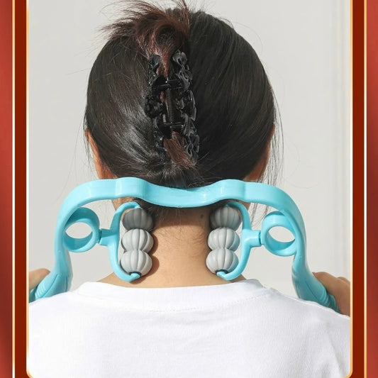 6-Wheel Manual Neck & Shoulder Massager | Cervical Spine Roller Manual Massage Roller Peaceful Pleasures Health and Wellness